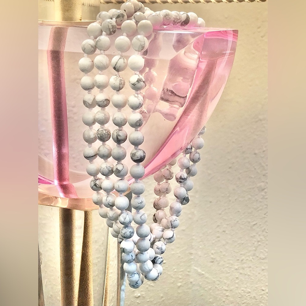 Polished Howlite Hand-Knotted Beaded Necklace - Picture 6 of 13